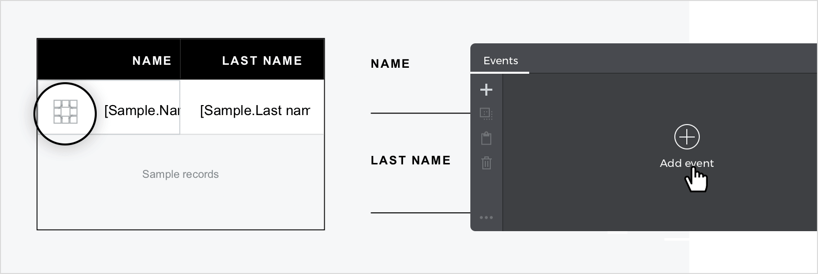 How to select rows in a data list with radio buttons