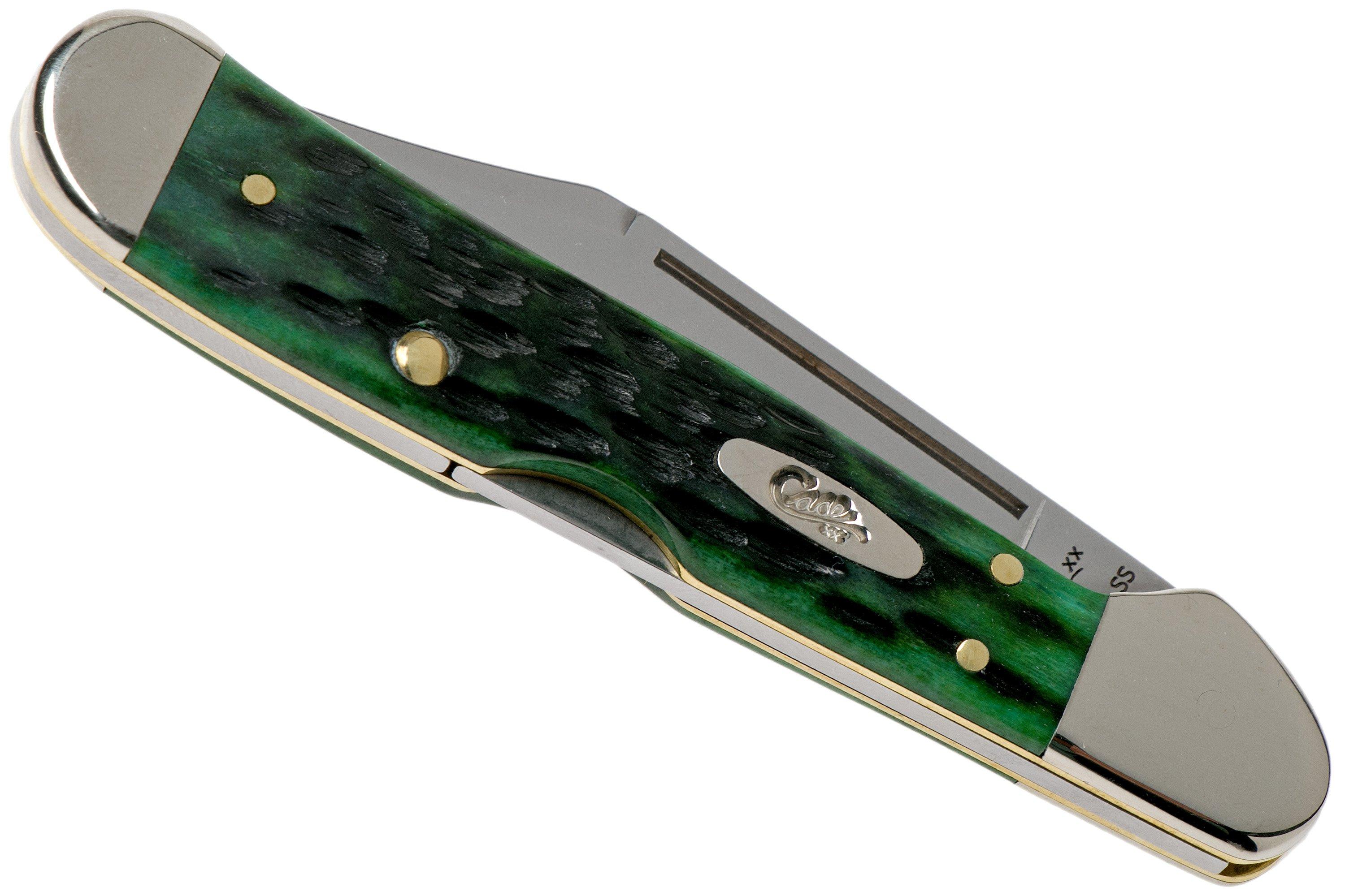 Case Mini Copperlock Pocket Worn Bermuda Green Bone, Peach Seed Jig