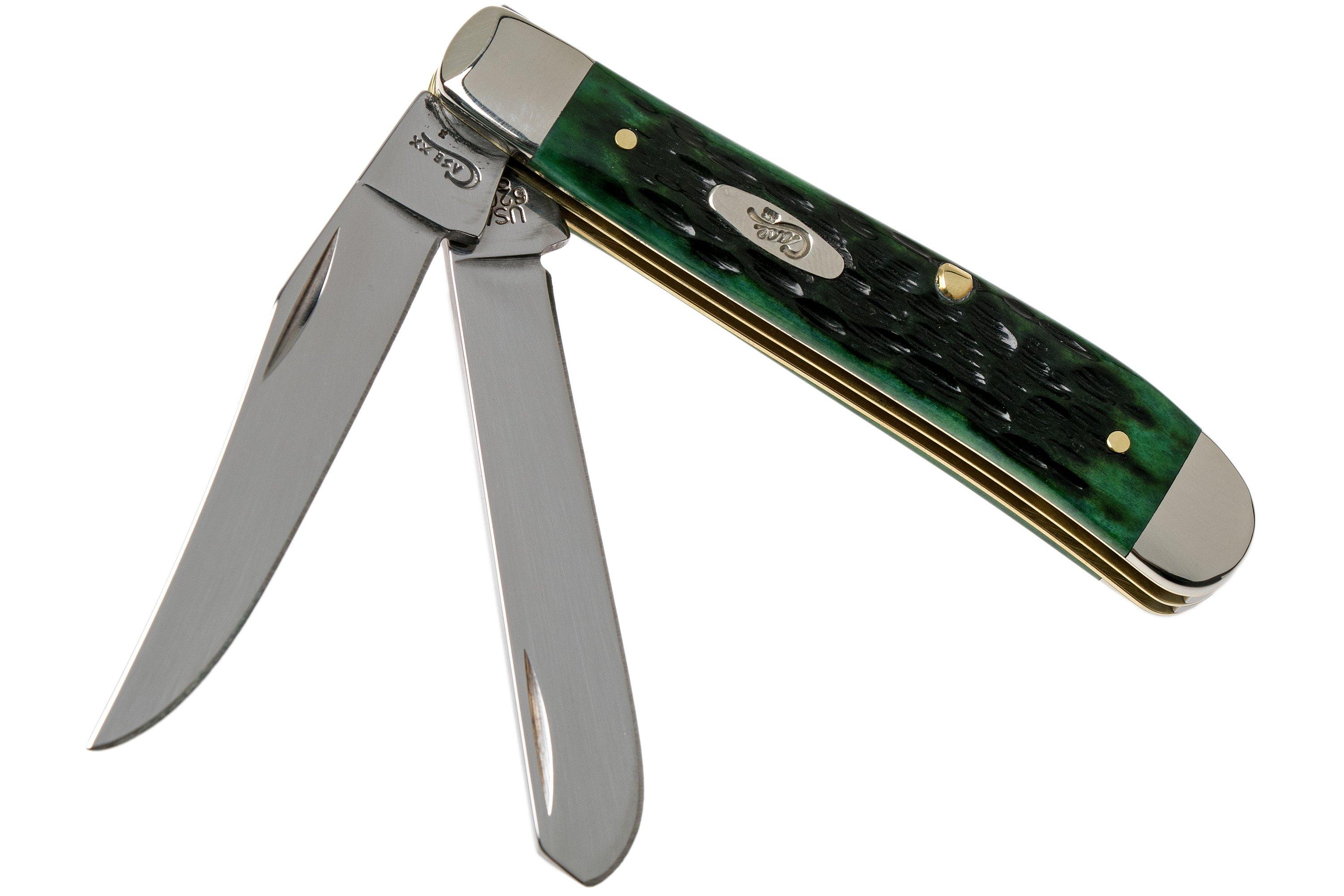 Case Mini Trapper Pocket Worn Bermuda Green Bone, Peach Seed Jig, 09772