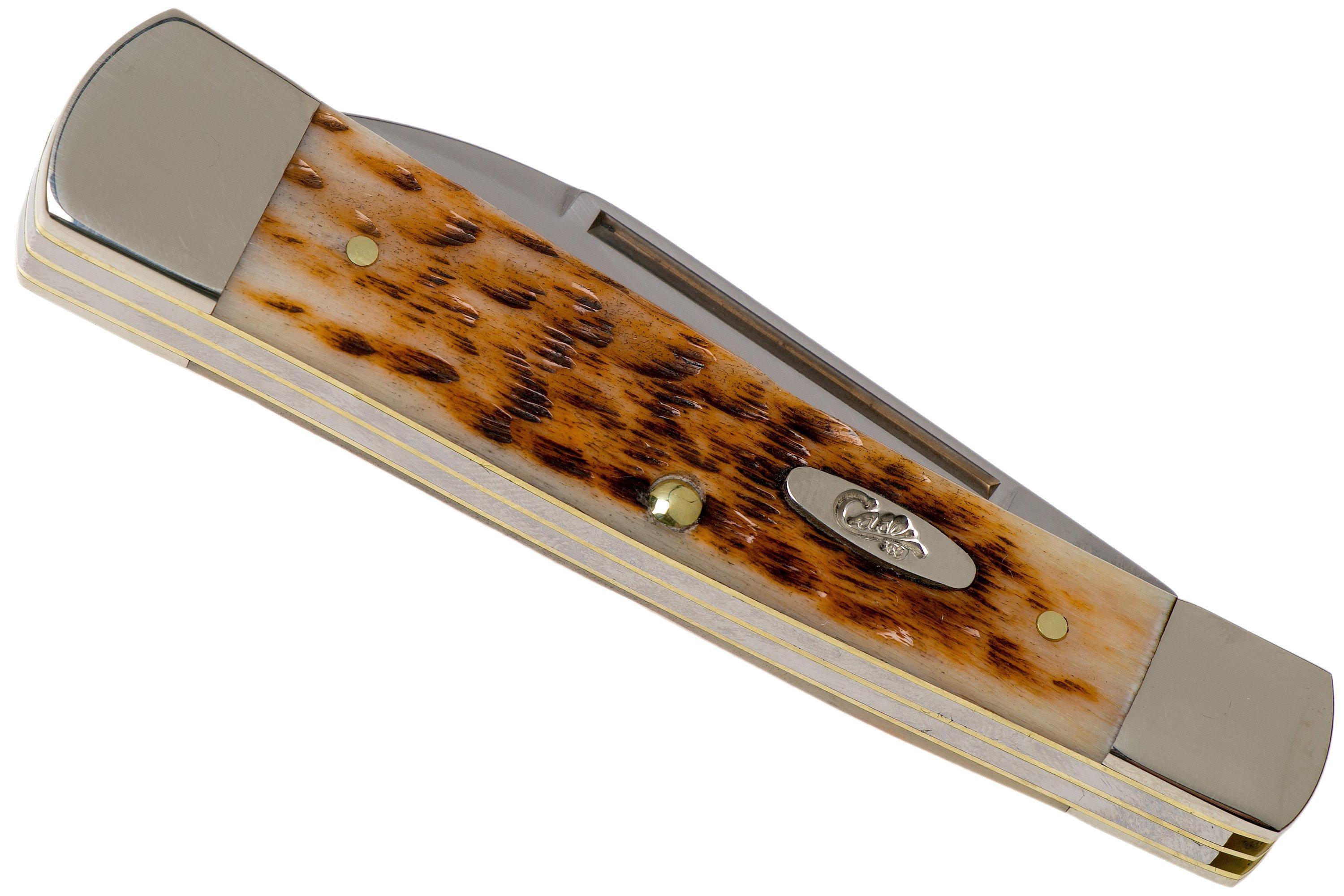 Case Gunstock Amber Jigged Bone, 10728, 62130 SS couteau de poche