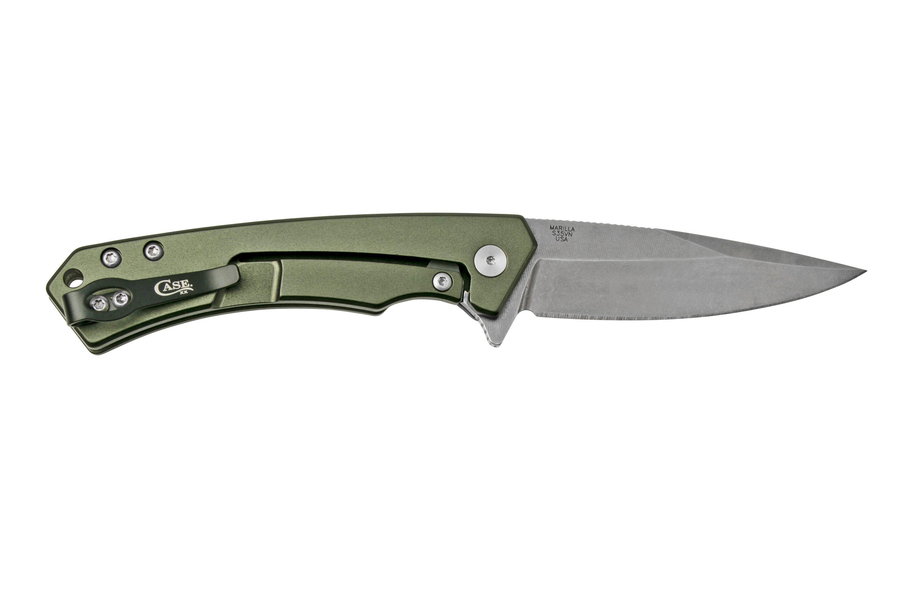 Case The Marilla, Green Anodized Aluminum, S35VN, Black G10 Inlay