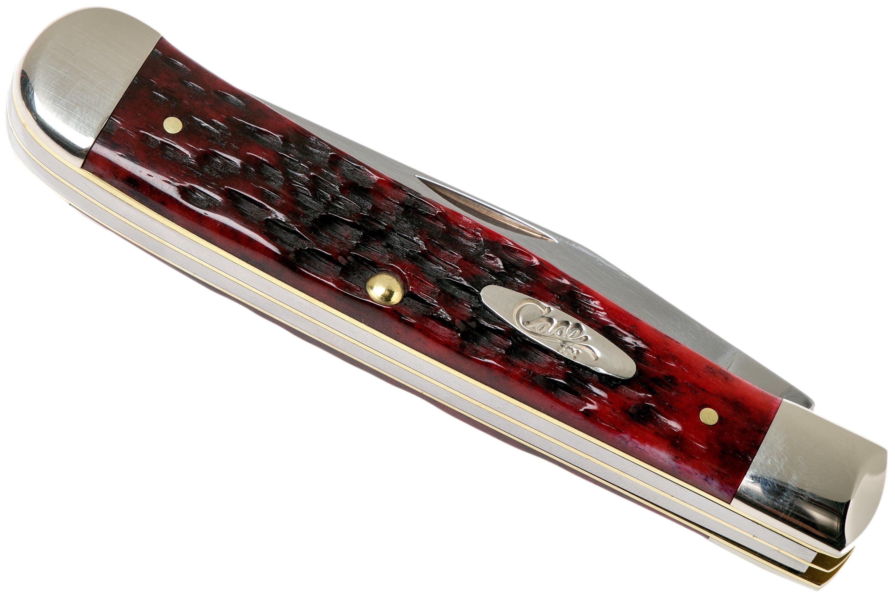 Case Trapper Crimson Red Peach Seed Jigged Bone, 27380, 6254 SS