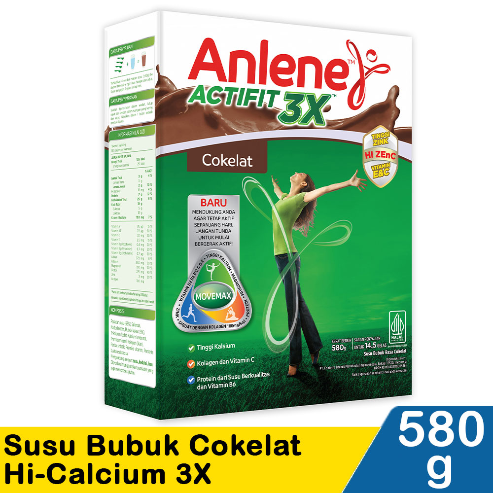 Anlene Actifit 3X Hi-Calcium Coklat 590G | Klikindomaret