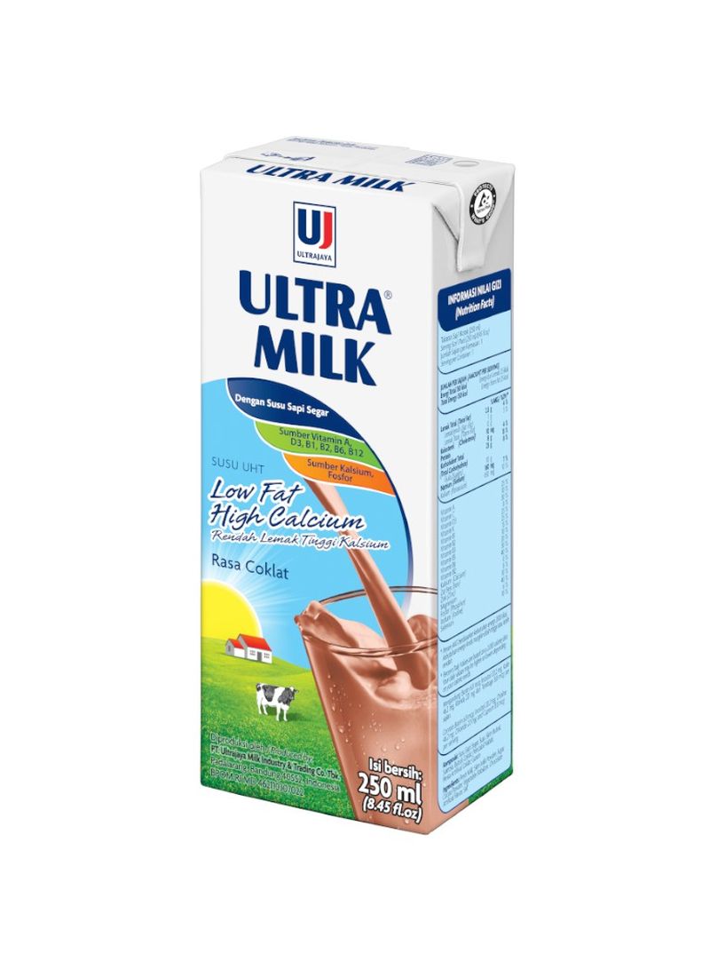 Ultra Susu Cair Low Fat Hi-Calcium Cokelat 250Ml | Klikindomaret