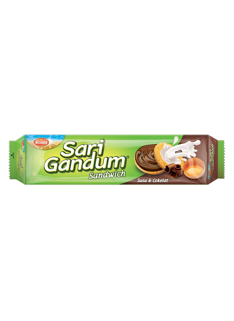 Roma Biscuit Sari Gandum Sandwich Susu & Cokelat 115G | Klikindomaret