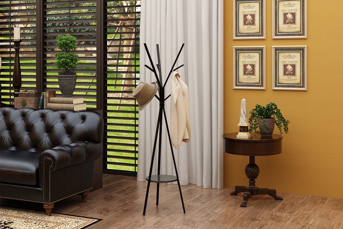 Ovela 9 Hook Coat Hanger Stand (Black)