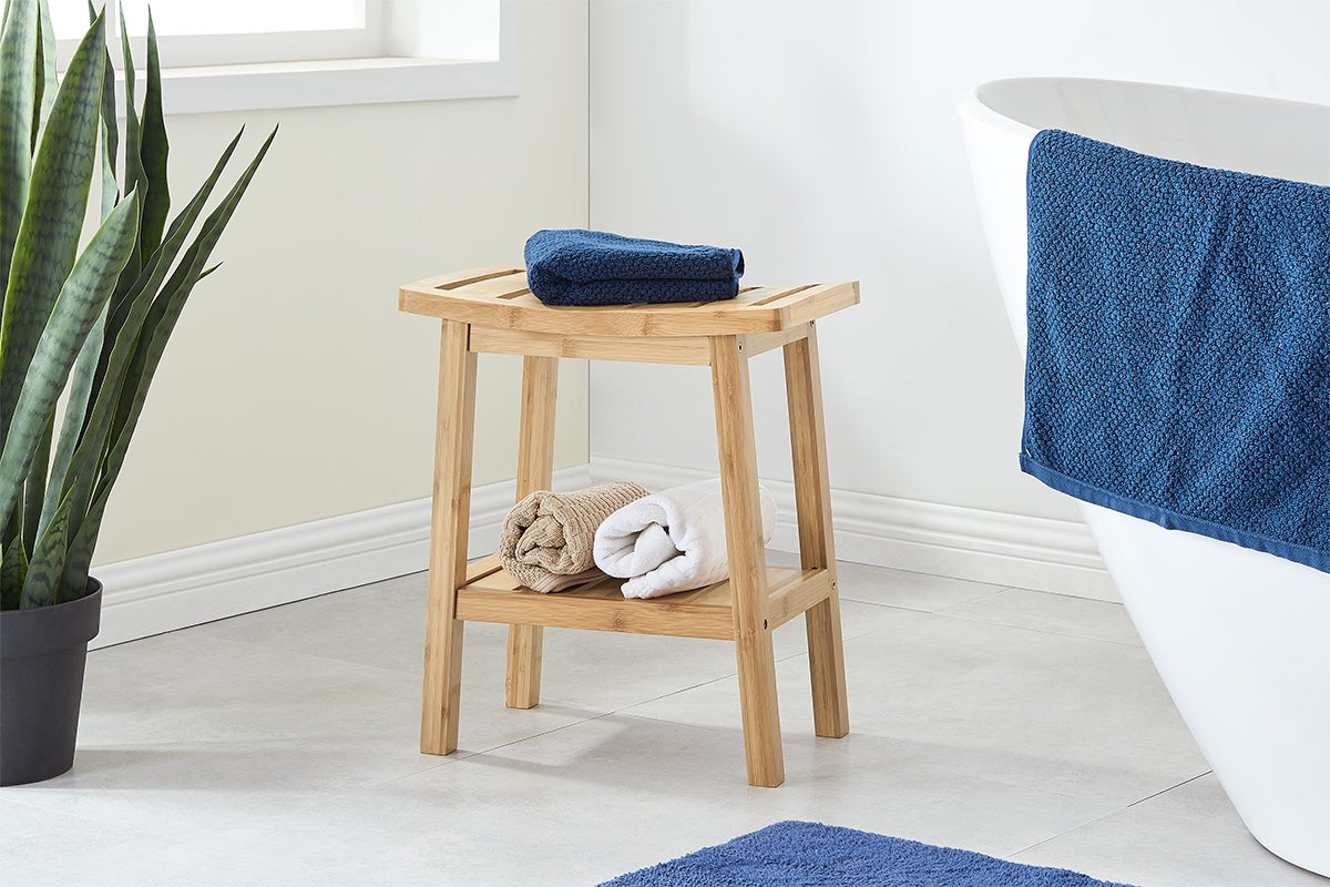 Ovela Bamboo Bathroom Stool Matt Blatt