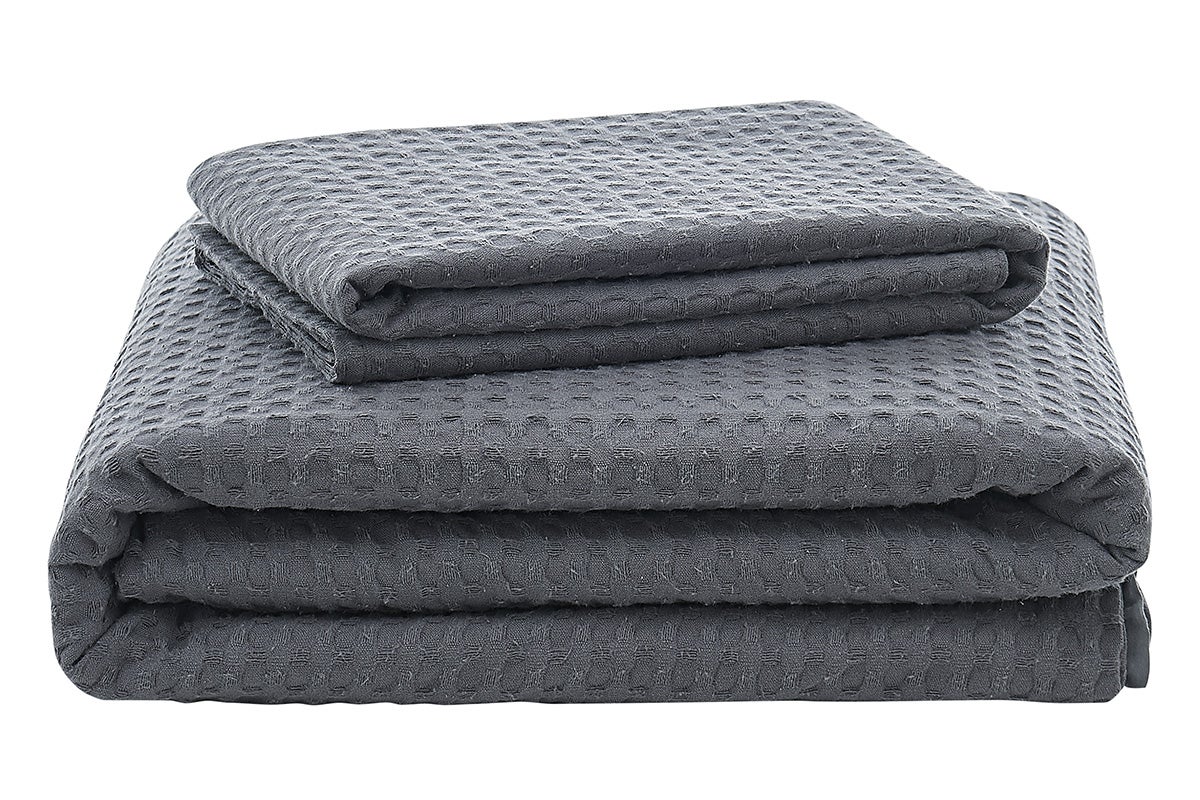 Buy Ovela Deluxe Cotton Waffle Quilt Cover Set (Charcoal, Queen) Online