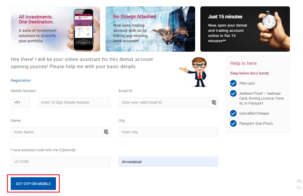 Open a trading account online on Axis Direct Learn by Quicko