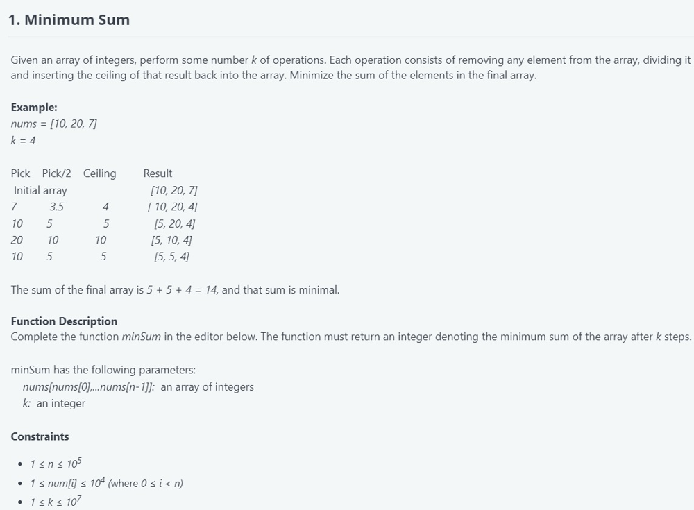 Minimum Sum with K operations LeetCode Discuss