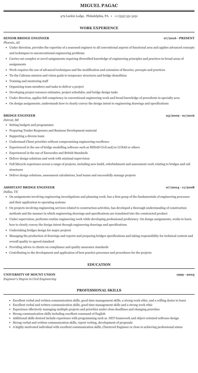 Profile Summary For Civil Engineer Resume Best Civil