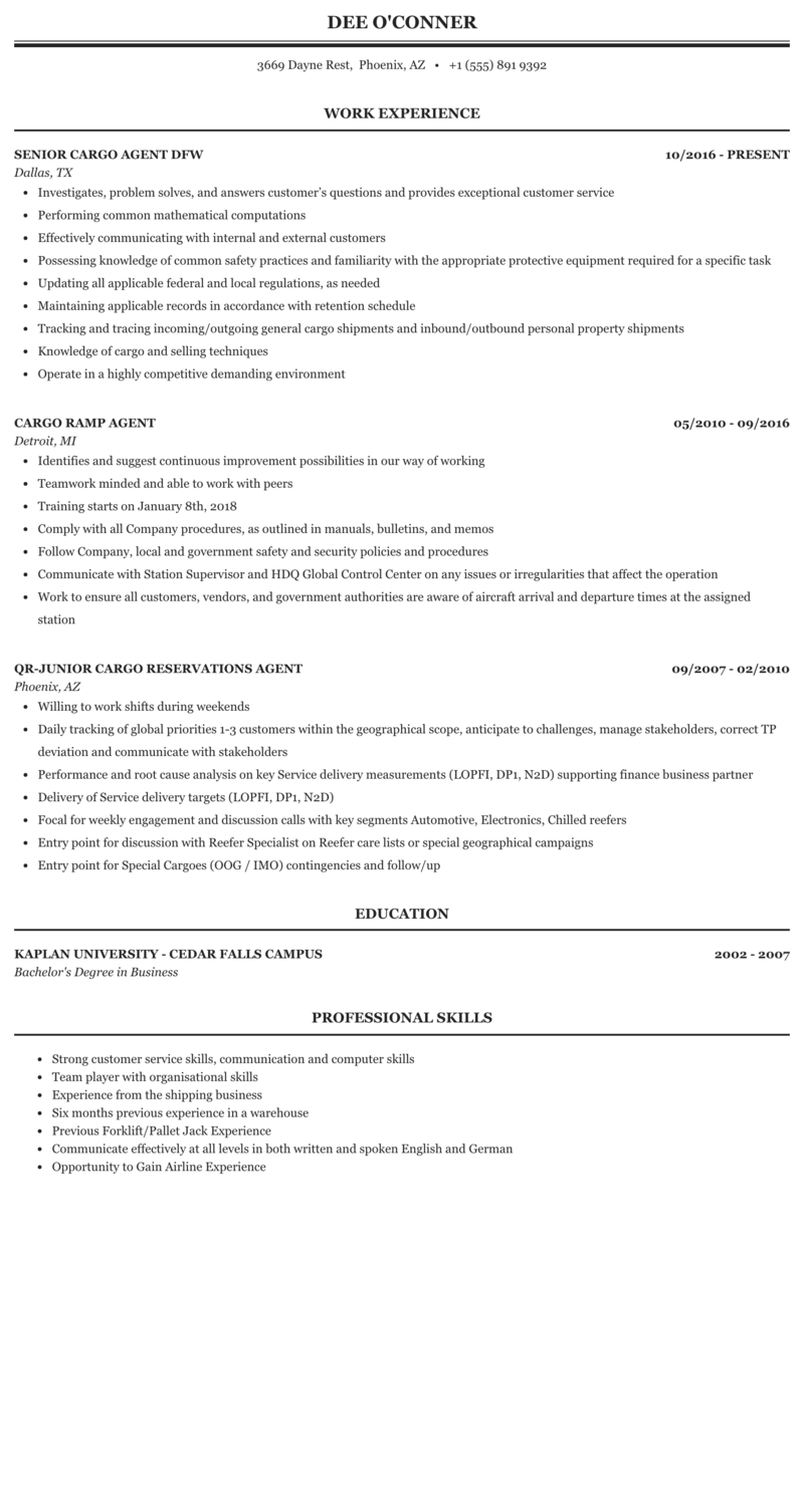 Cv Cargo Tracking System Curriculum Vitae Template
