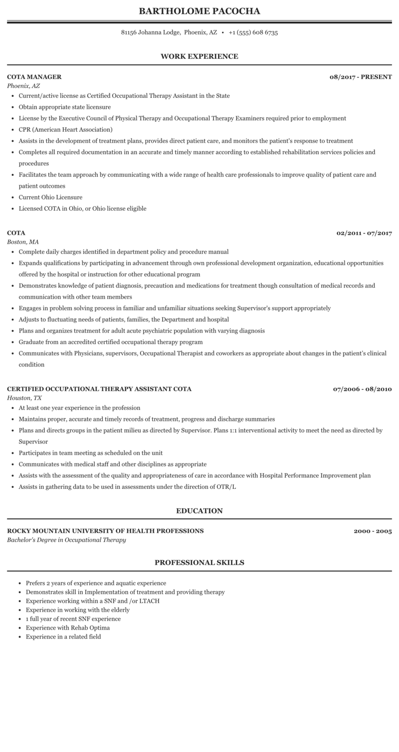 cota resume Resume Best
