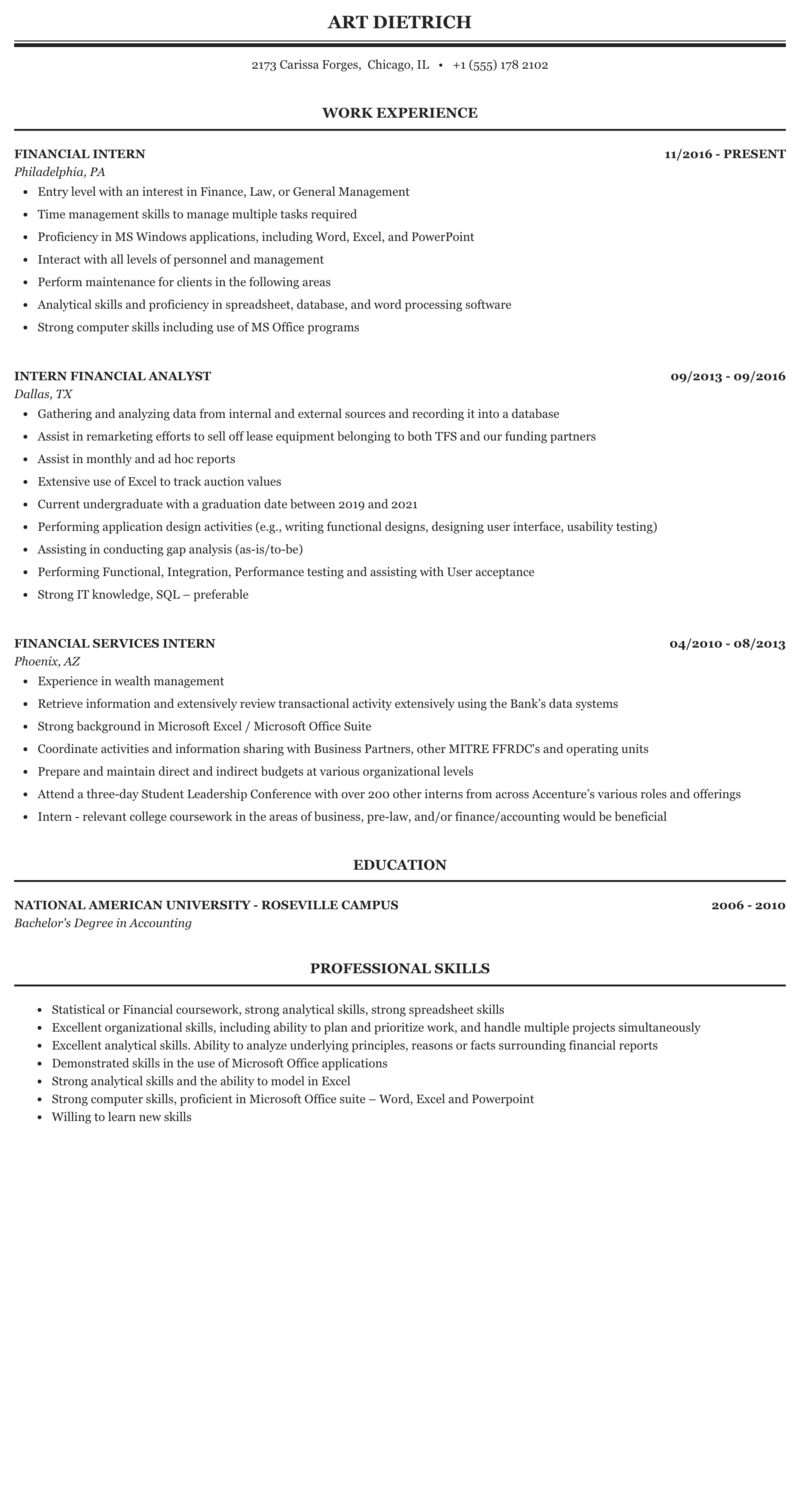 Finance Entry Level Resume Entry Level Resume Examples Hloom / Finance intern resume samples