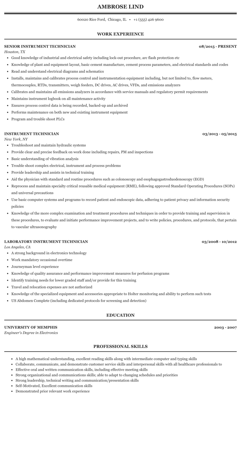Instrument Technician Resume Cv Example And Writing G vrogue.co