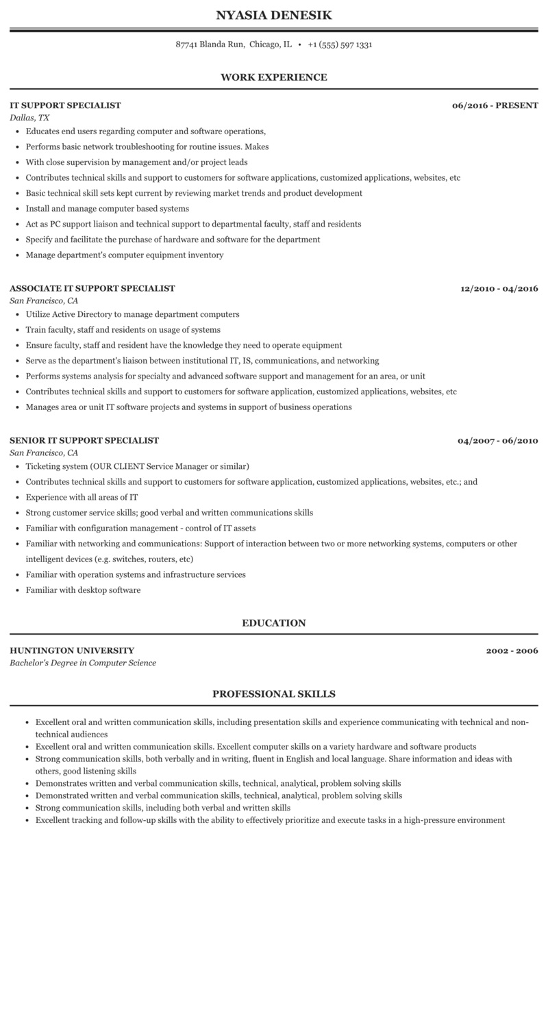 Technical Support Specialist Resume