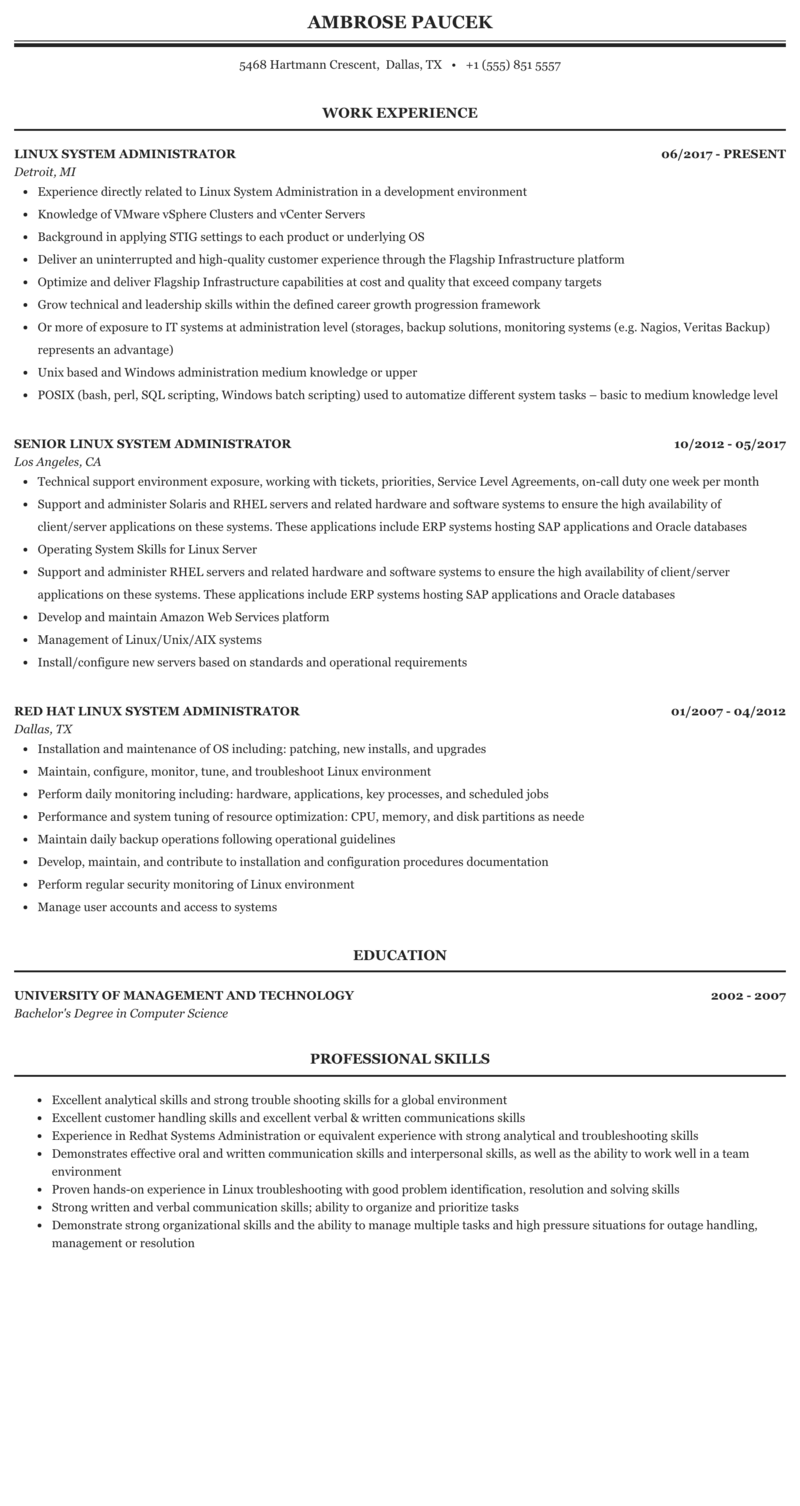 Linux resumes with sap installation tecnolasopa
