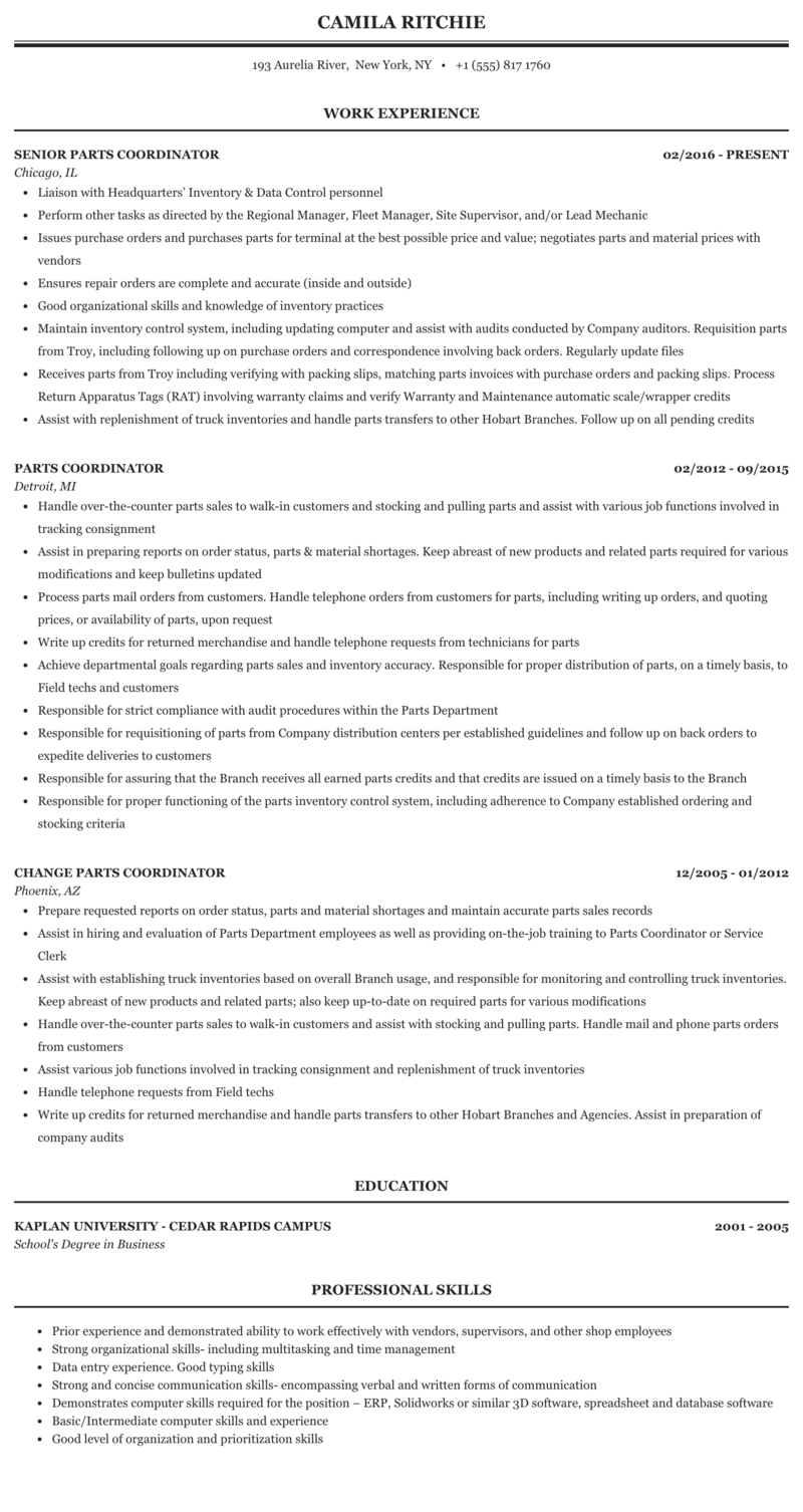 What Is A Parts Coordinator Reviewmotors.co