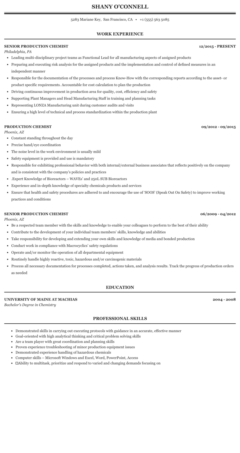 Bsc Chemistry Fresher Resume Format Download 9 Sample Resume Ideas