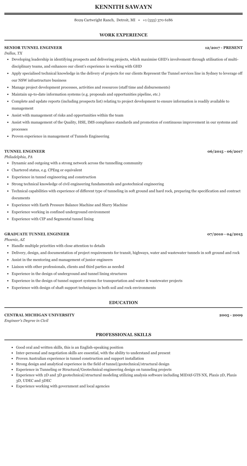 Geotechnical Engineer Resume Example