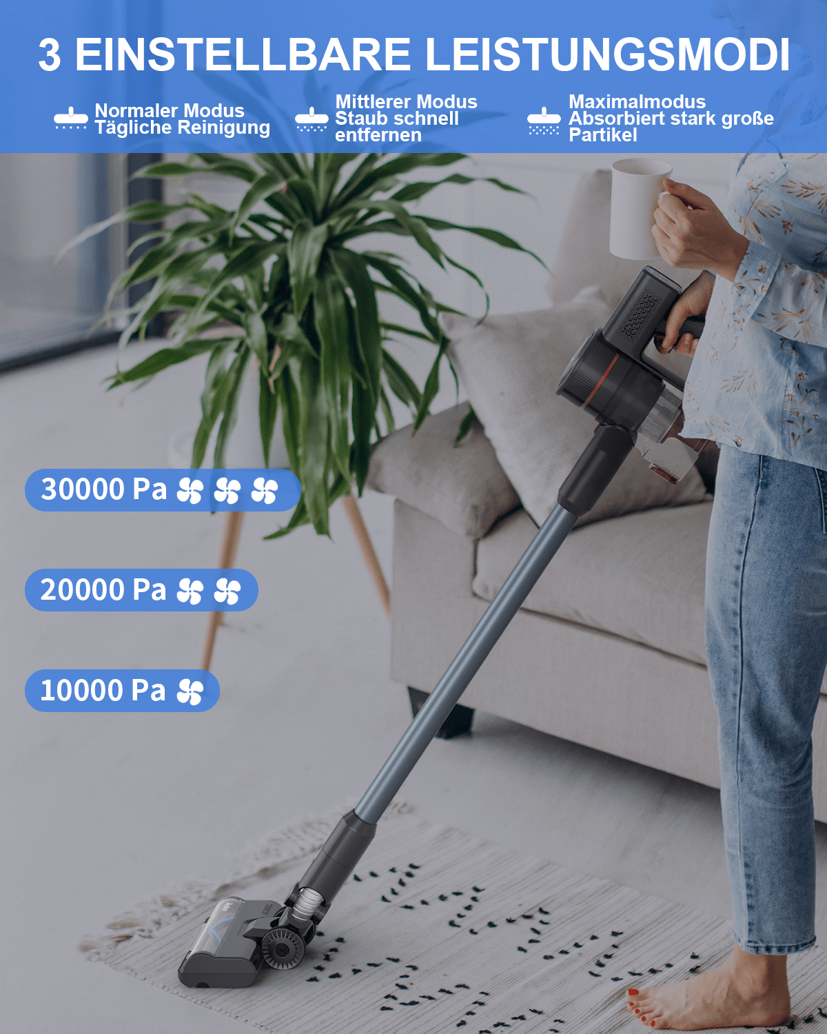 REDKEY P9 Akku Staubsauger,8-in-1 Handstaubsauger,30kPa Stielsauger