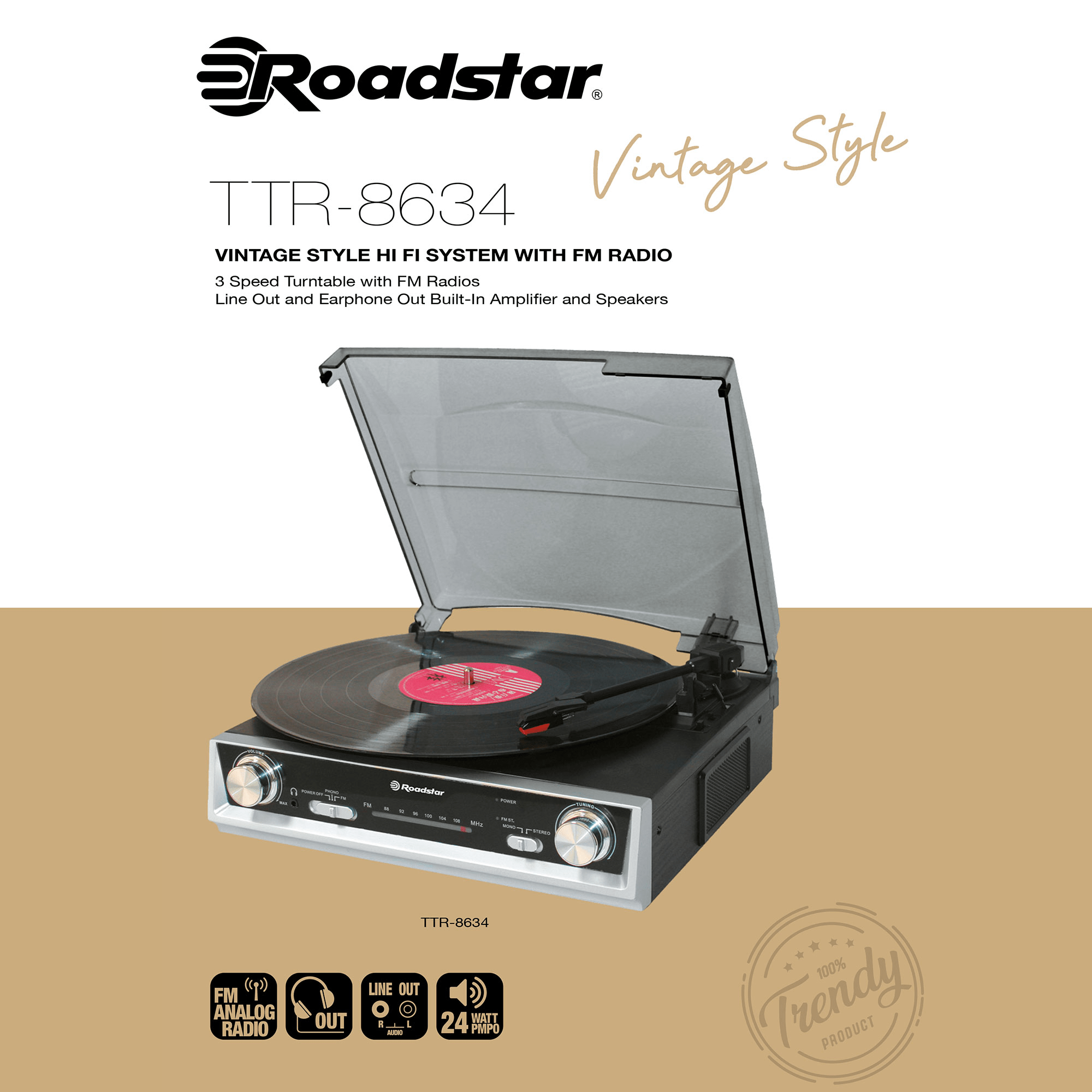 ROADSTAR Retro TTR-8634 Vintage Vinyl-Plattenspieler Schwarz | MediaMarkt