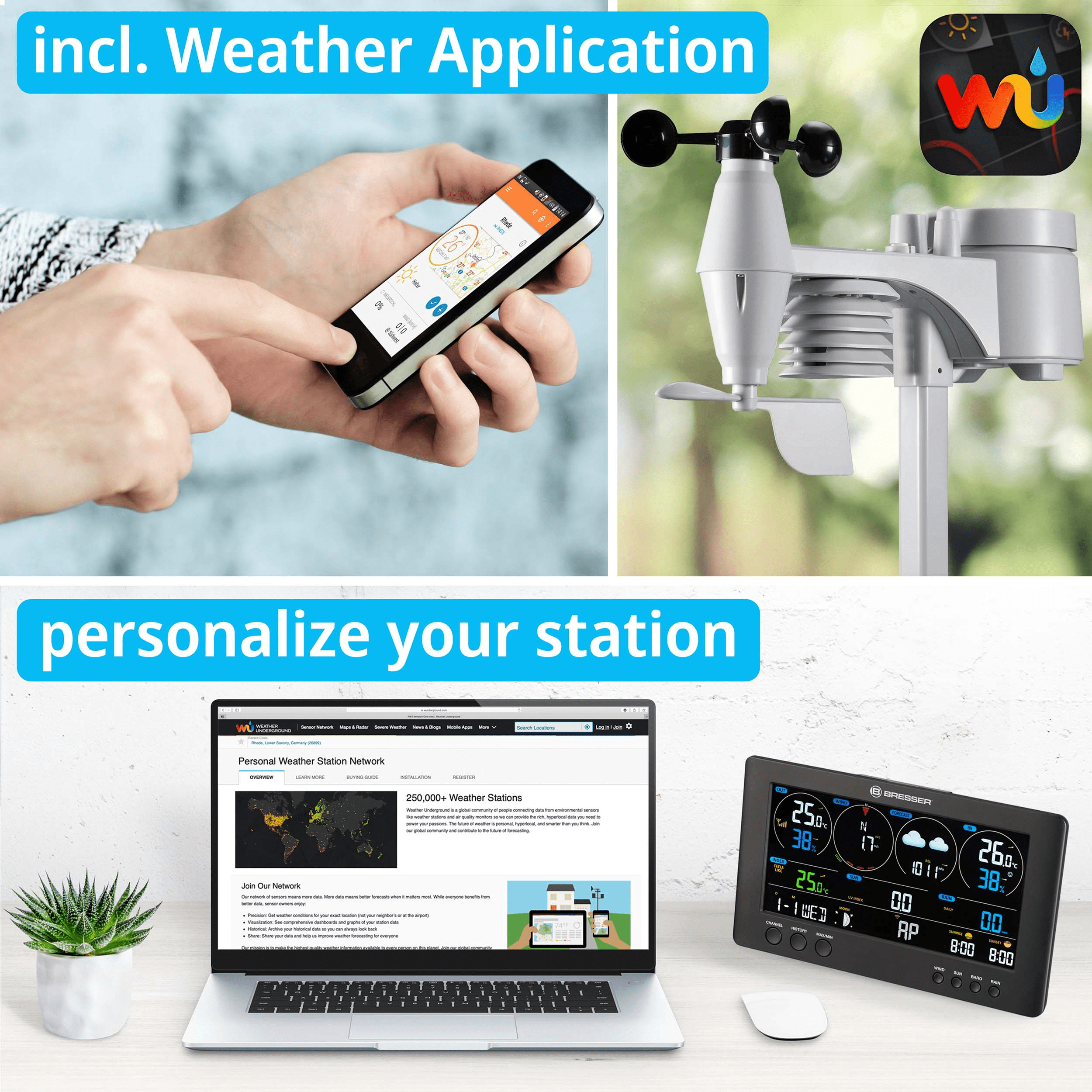 BRESSER WLAN ClearView Wetterstation mit 7-in-1-P… WLAN-Wetterstation