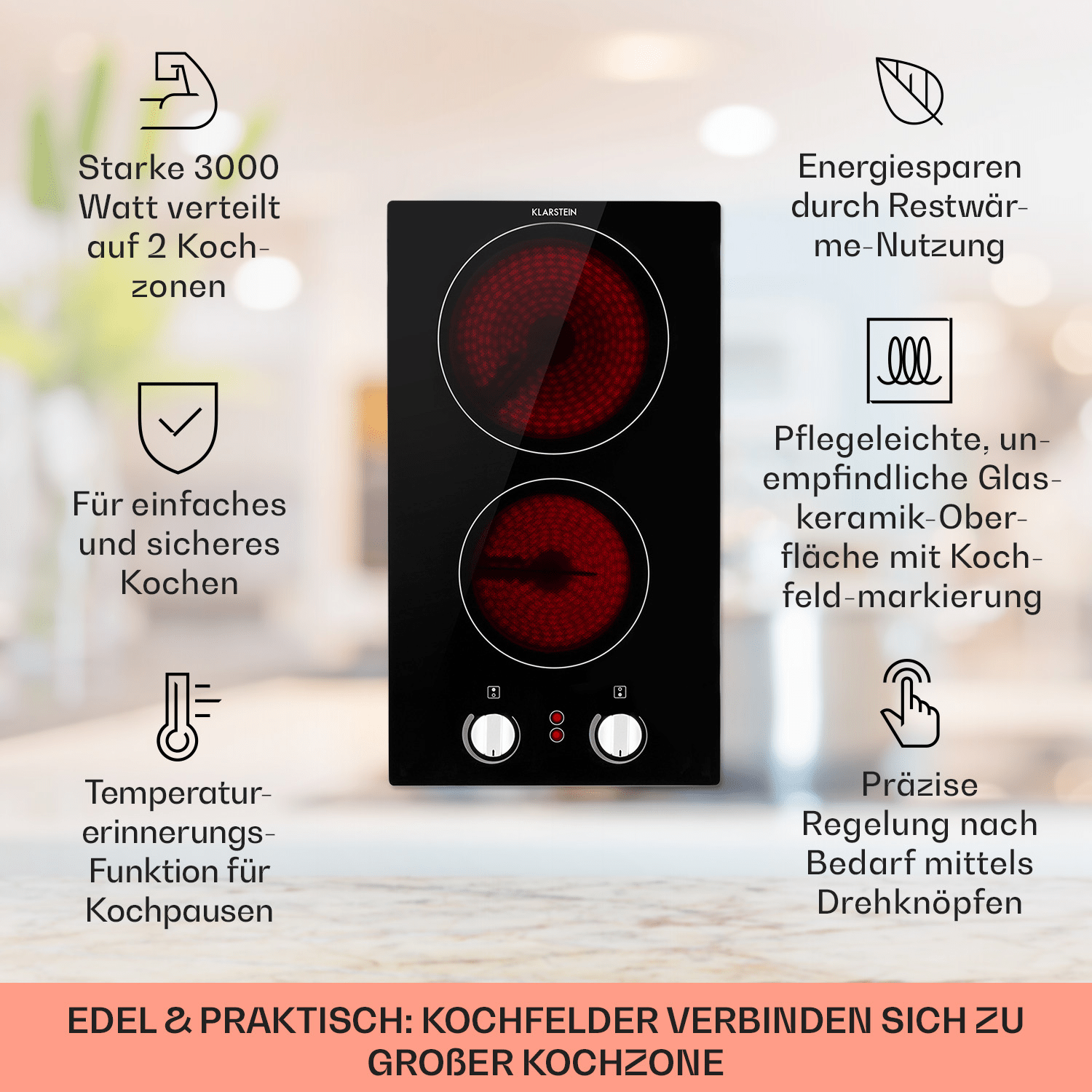 KLARSTEIN EasyCook Domino Keramikkochfeld (Kochfelder: 2) | MediaMarkt