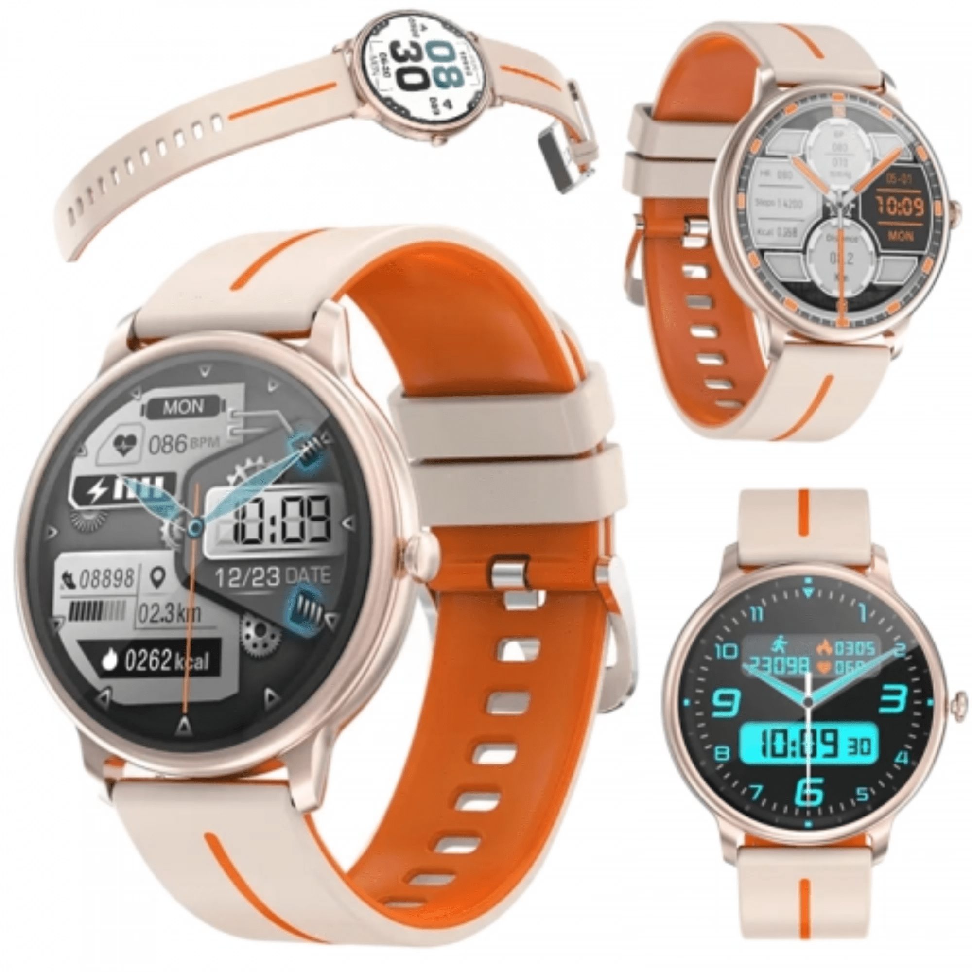 MANIKE KM60 Smartwatch stainless steel Silikon, 140 - 210 mm, Orange