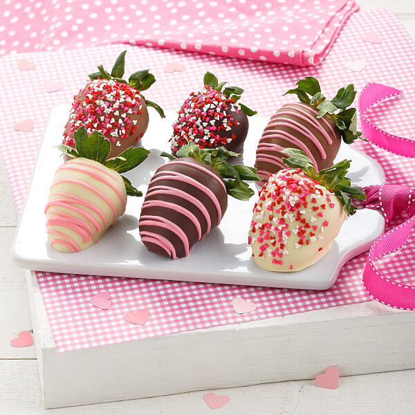 Full Half Dozen Pink Belgian Chocolate Strawberries Mrs. Fields®