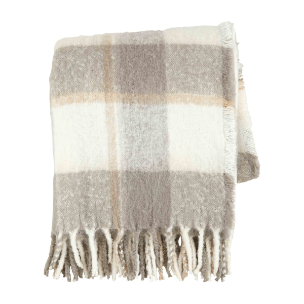 Gray and White Throw Blanket Mud Pie