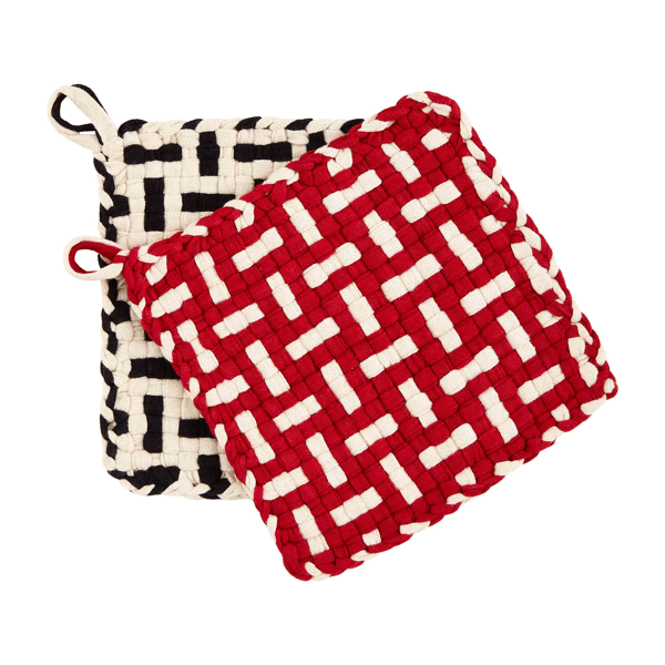 Red Woven Pot Holder Set Mud Pie