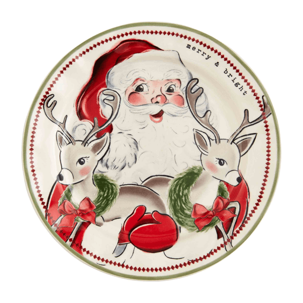 Reindeer Santa Salad Plate Mud Pie