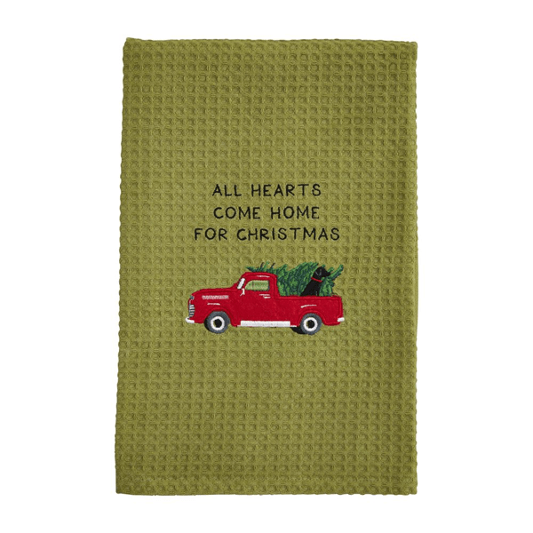 Red Truck Christmas Waffle Towel Mud Pie