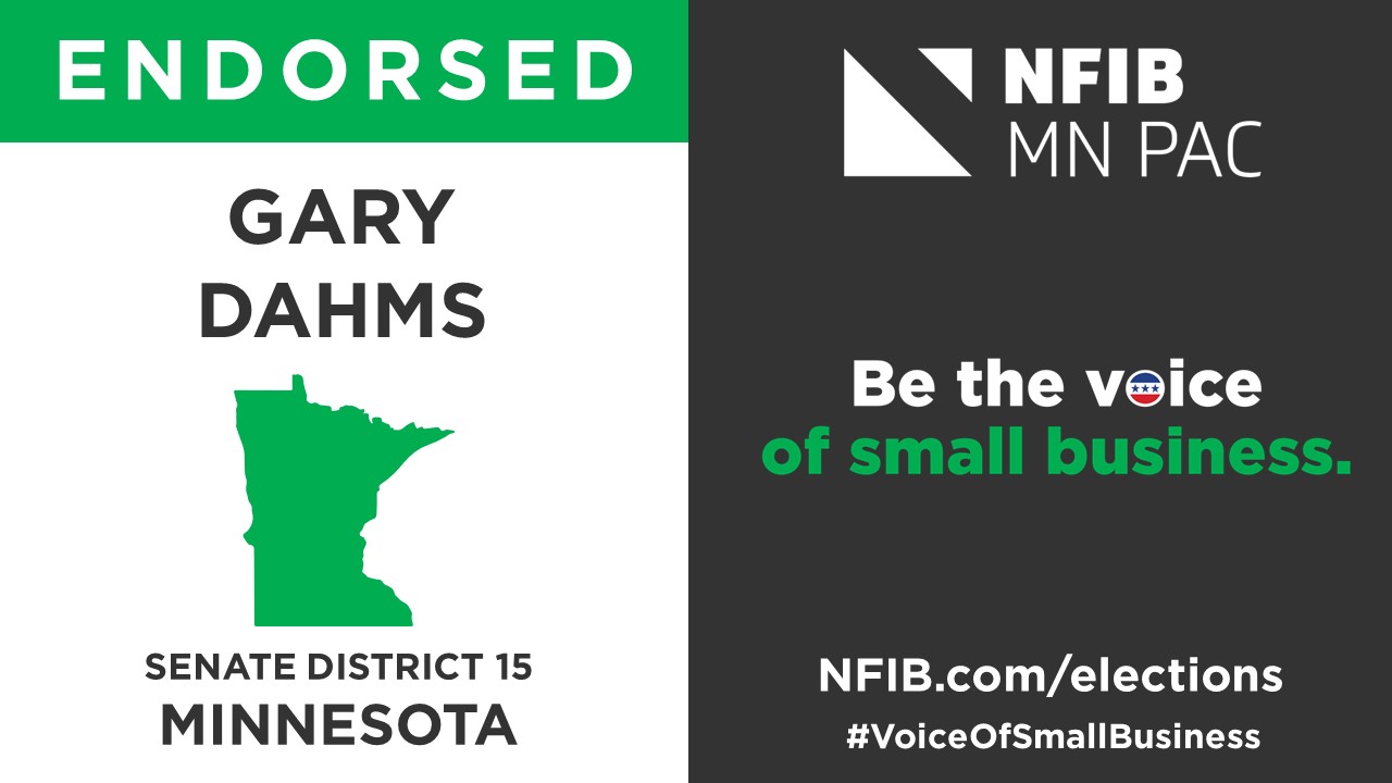 NFIB MN PAC Endorses Senator Gary Dahms for ReElection Dahms for