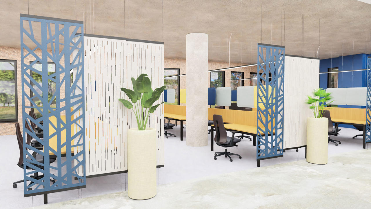 BuzziFalls Acoustic Suspended Room Divider Office Reality