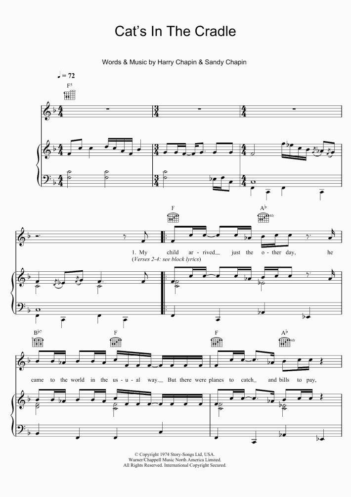 Cat's in the Cradle Piano Sheet Music OnlinePianist