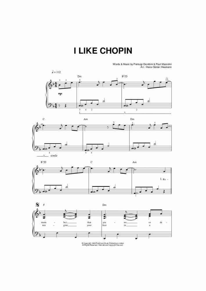 I Like Chopin Piano Sheet Music OnlinePianist