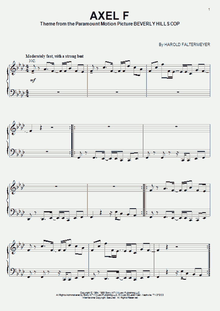 Axel F Piano Sheet Music OnlinePianist