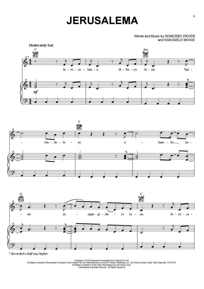 Jerusalema Piano Sheet Music OnlinePianist