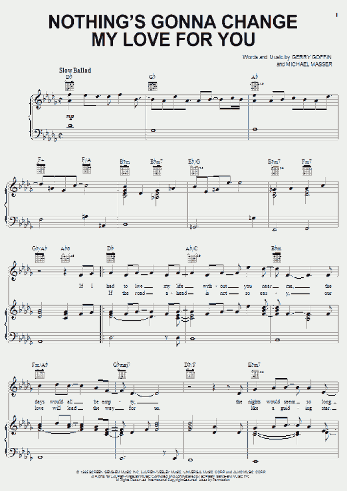 Nothing's Gonna Change My Love For You Piano Sheet Music