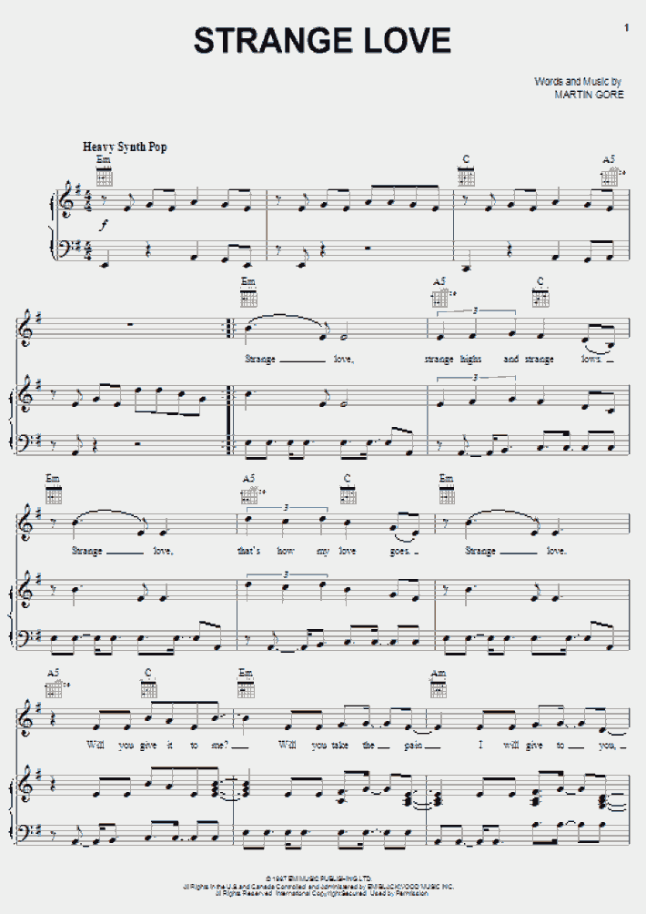 Strange Love Piano Sheet Music OnlinePianist