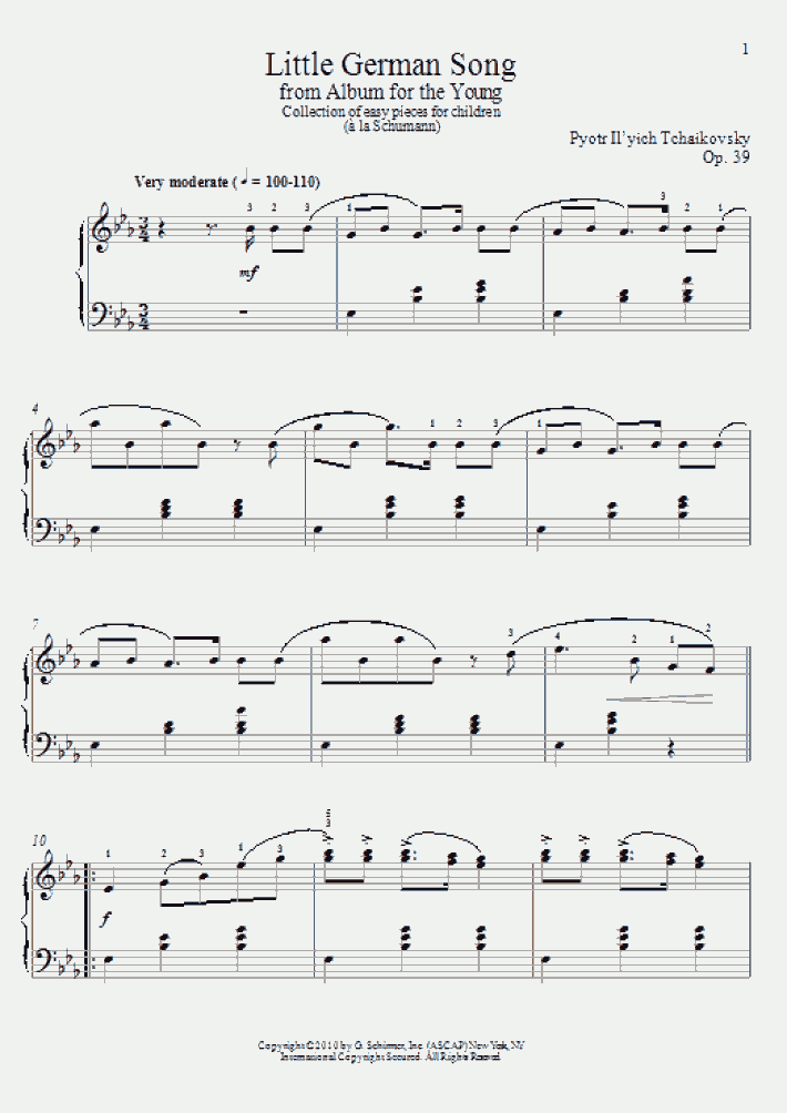 Little German Song Piano Sheet Music OnlinePianist
