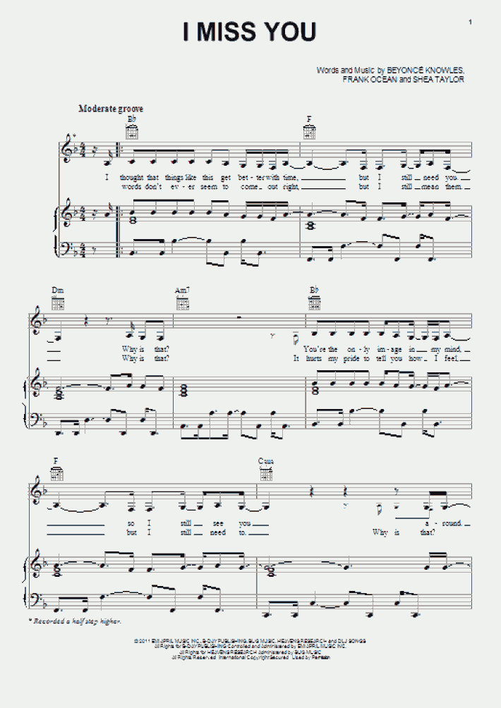 I Miss You Piano Sheet Music OnlinePianist