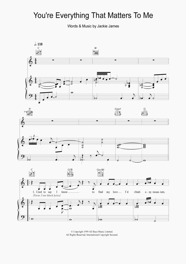 You're Everything That Matters To Me Piano Sheet Music