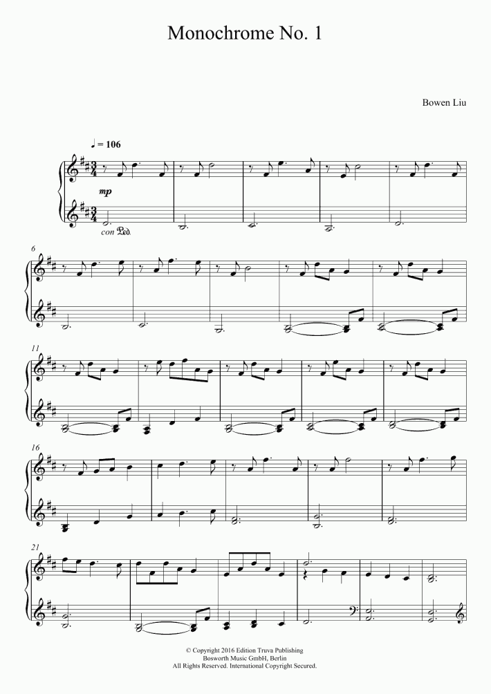 Monochrome No. 1 Piano Sheet Music OnlinePianist