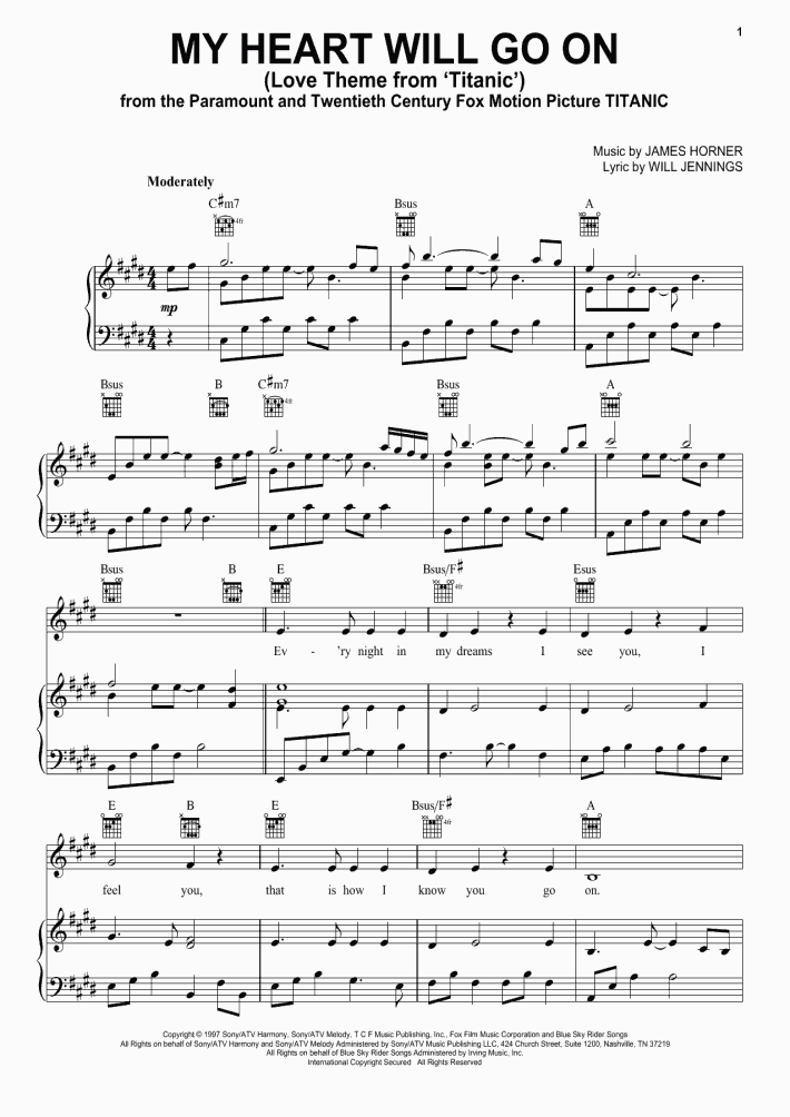 My Heart Will Go On Piano Sheet Music OnlinePianist