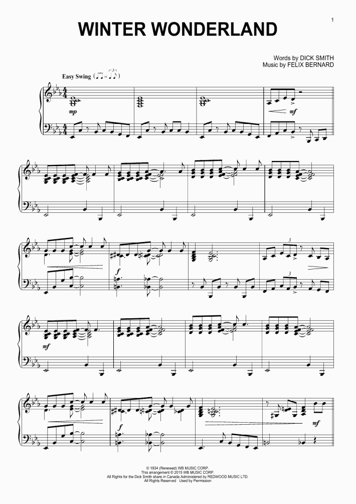 Winter Wonderland Piano Sheet Music OnlinePianist
