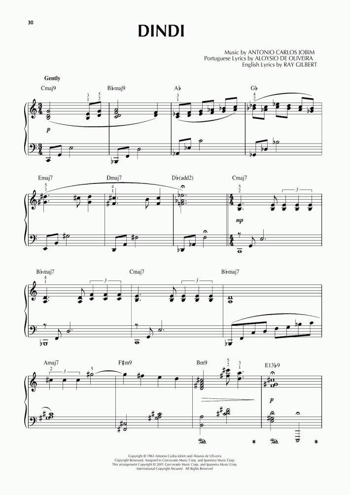 Dindi Piano Sheet Music OnlinePianist