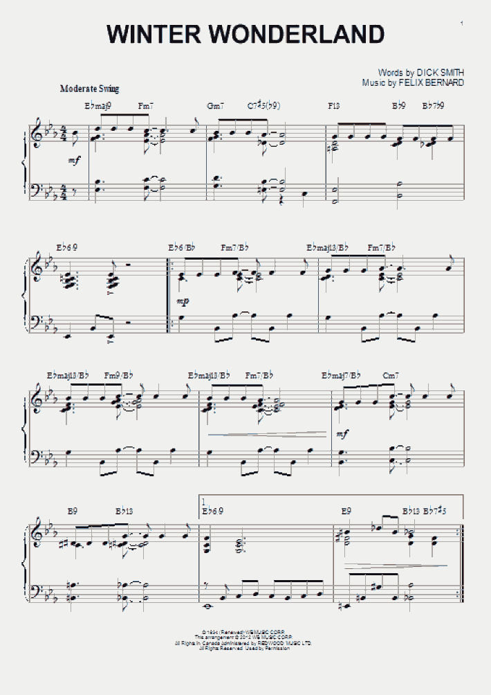 Winter Wonderland Piano Sheet Music OnlinePianist